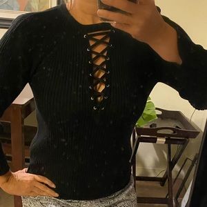 Stretchy lace up sweater. M fits small.